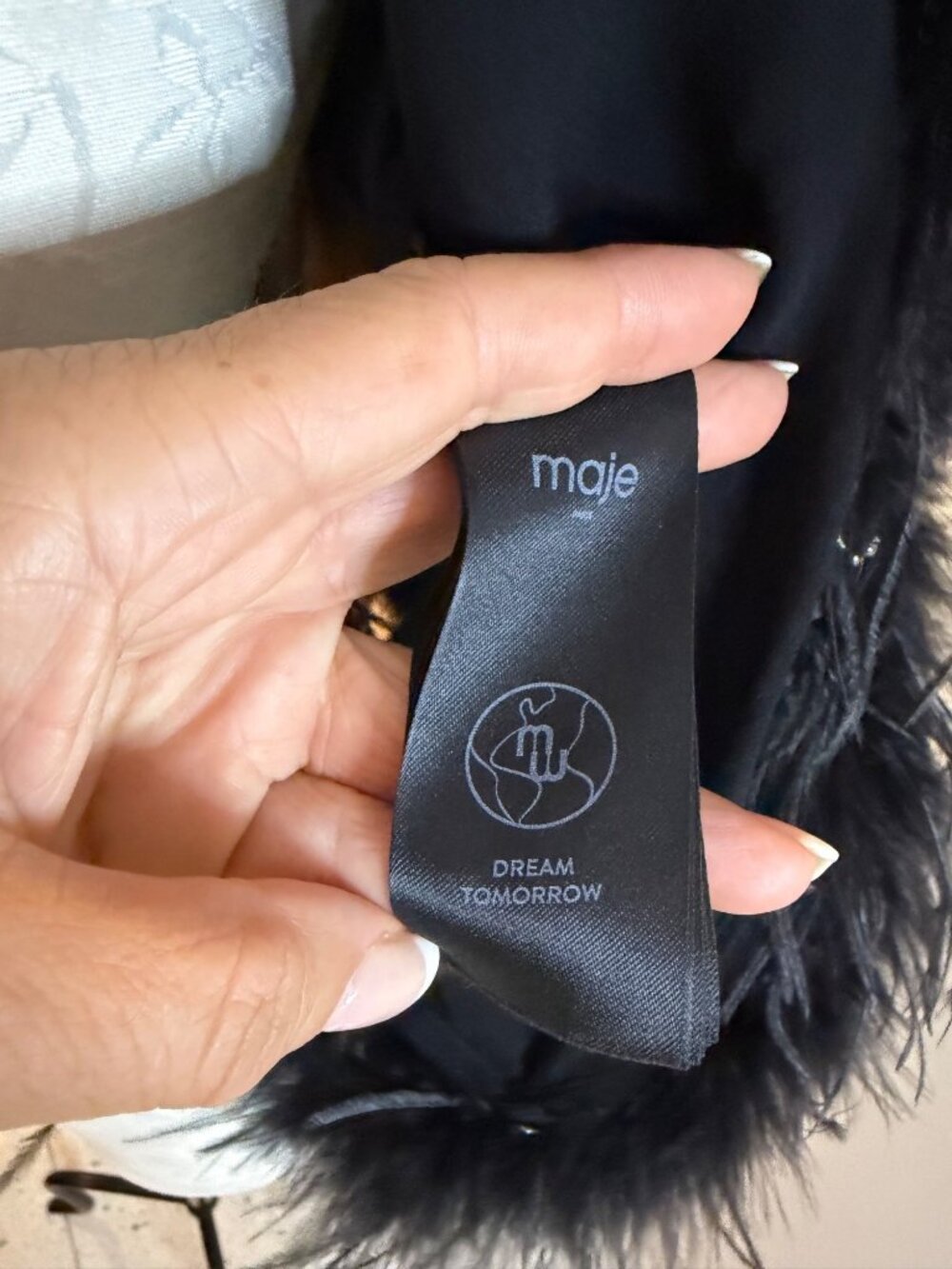 Maje Womens Feather Trim Transparent Voile Shirt Size Small Black Relaxed Party - Picture 10 of 12